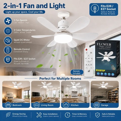 E27 led ceiling fan - ceiling, 42cm